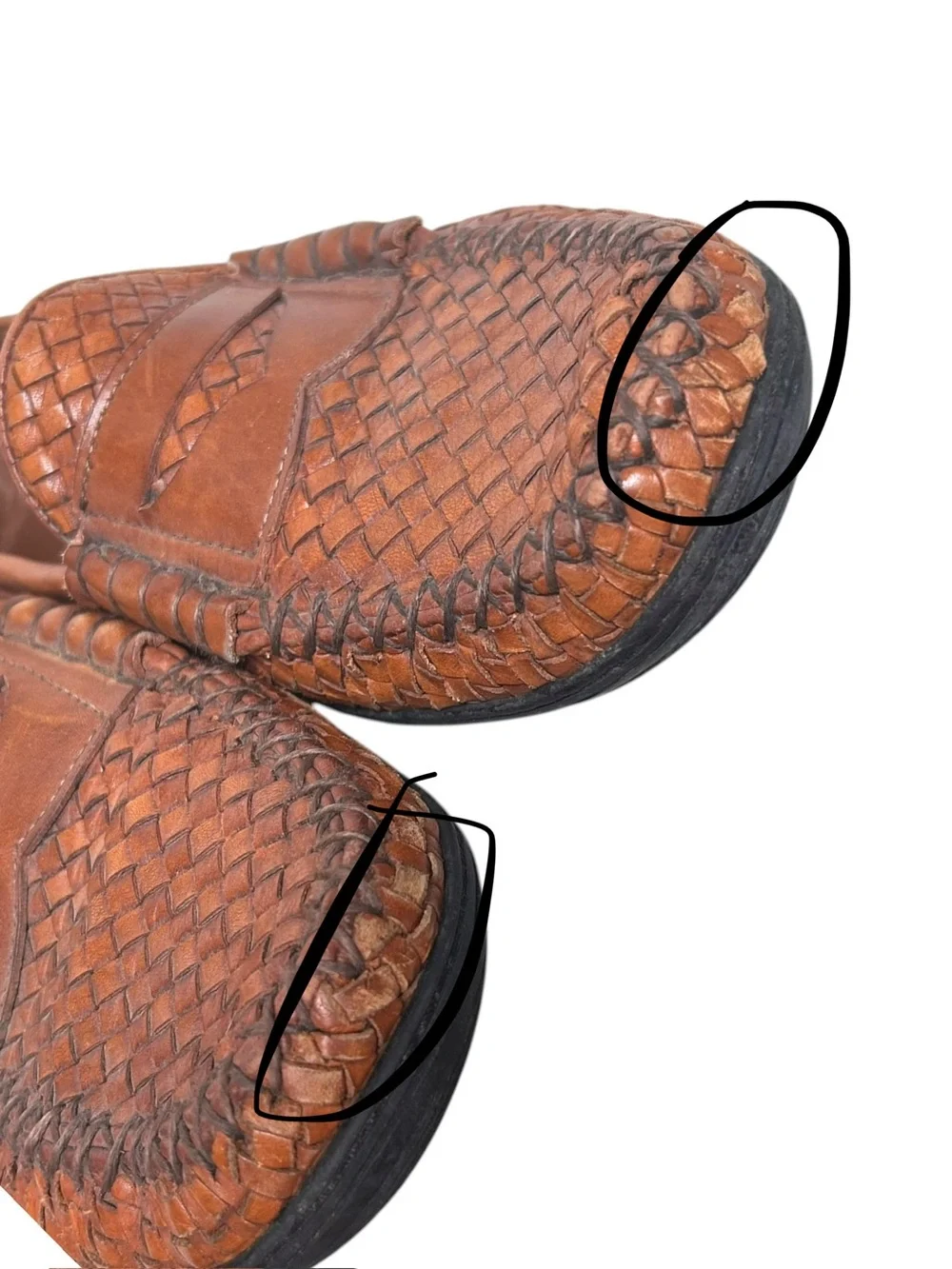 Allen Edmonds Men’s Norwalk Brown Leather Woven Basket Weave Penny Loafers 11 EE
